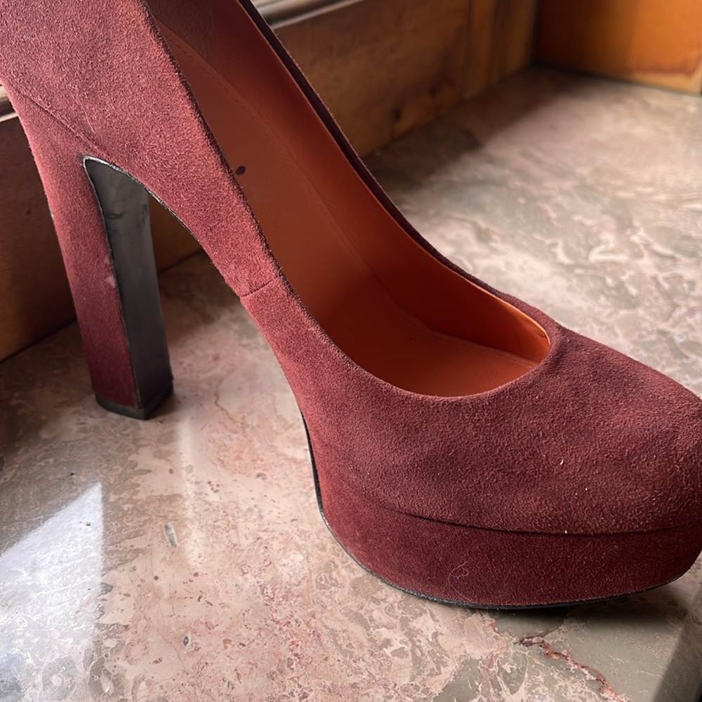 VIA SPIGA PLATFORM RUST HEELS SZ 7.5 Y2K